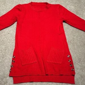 Red Women's Sweater with Button Details